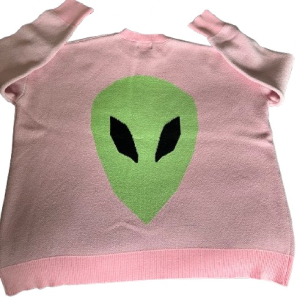 RARE, NWOT Dressed in LALA “Be Yourself” Oversized Alien Knit in Pink, Sz  - S/M - Picture 8 of 16